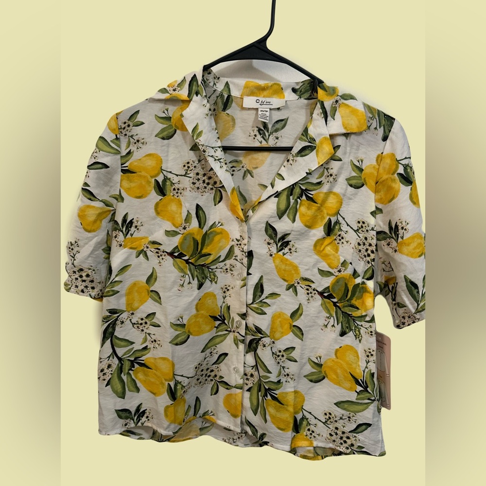Pear Print Button Down Shirt